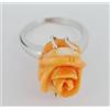 Produzione Orafa Aretina B GIOIELLO ANELLO DONNA ORO BIANCO 18 KT 750 ROSA CORALLO VERO INTAGLIATO MANO