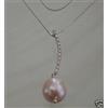 COLLANA ORO BIANCO 750 18K DIAMANTI CT 0.08 PERLA VIOLA