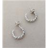 Produzione Orafa Aretina ORECCHINI ORO BIANCO 750 18KT CERCHIO CAMPANELLA ZIRCONI TAGLIO DIAMANTE DONNA