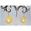 Produzione Orafa Aretina ORECCHINI ORO GIALLO ETRUSCO 18KT 750 PERLA BIANCA VERA NATURALE DONNA MARTELLAT