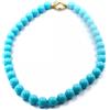 COLLANA ORO GIALLO, 18K, SFERE PASTA DI TURCHESE DA 8 MM, PERLINE, 40-45-50 CM