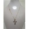 COLLANA DA DONNA CON CROCE IN ORO GIALLO 18KT 750 E ZIRCONI 5,05 GRAMMI (3844)
