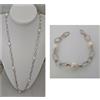 Produzione Orafa Aretina PARURE DONNA COLLANA + BRACCIALE ORO BIANCO 18KT 750 PERLA VERA BAROCCA NATURALE