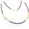 COLLANA ROSARIO ORO GIALLO 18K, CON RUBINO ROSSO SFACCETTATO, MEDAGLIA E CROCE