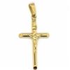 CIONDOLO CROCE ORO GIALLO 18K, CON CRISTO, TUBO ARROTONDATO, LUNGHEZZA 4.4 CM