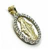 CIONDOLO MEDAGLIA MIRACOLOSA, ORO GIALLO-BIANCO 18K, CUBIC ZIRCONIA E MADREPERLA