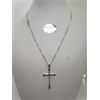 COLLANA DA DONNA CON CROCE CON ZIRCONI IN ORO BIANCO 18KT 750 7,5 GR. (3407)
