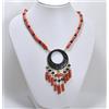 COLLANA IN ORO GIALLO 18 KT CON GIADA NERA SPINELLI E CORALLO ROSSO OGLN 0184