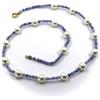 COLLANA ORO GIALLO 18K, PERLE BIANCHE AKOYA DA 8/8.5 MM E TANZANITE DA 3.5 MM