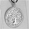 CIONDOLO ORO BIANCO 750 18K, ALBERO DELLA VITA, CORNICE ZIRCONIA, RADICI