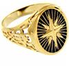ANELLO IN ORO GIALLO 18K, UOMO, ROSA DEI VENTI OVALE CON RAGGI, CON SFONDO NERO