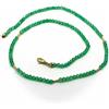 COLLANA ORO GIALLO, 18K, PERLINE SFACCETTATE AGATA VERDE E TUBI LAVORATI, 44 CM