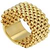 ANELLO A FASCIA IN ORO GIALLO 18K, A MAGLIA MORBIDA INTRECCIATA, SPESSORE 16 MM