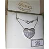 Collana oro bianco 750 18 kt e ciondolo Cuore in oro 750 18 kt e zirconi. Gr 4.1