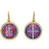 CIONDOLO MEDAGLIA IN ORO GIALLO 18K, SAN BENEDETTO, SMALTATO, 15 MM