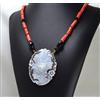 COLLANA IN ORO GIALLO 18KT CON CORALLO ROSSO SPINELLI E CAMMEO VOLTI OGLN 035