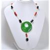 COLLANA IN ORO GIALLO 18KT CON GIADA VERDE ONICE E CORALLO ROSSO OGLN 077