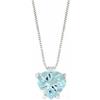 Orsini COLLANA ORO BIANCO 18K, MAGLIA VENETA E CUORE DI ACQUAMARINA E DIAMANTE 0.02 CT