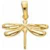 CIONDOLO PENDENTE IN ORO GIALLO 18K 750, PICCOLA LIBELLULA, LUNGHEZZA 13 MM