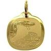 CIONDOLO MEDAGLIA ORO GIALLO 750 18K, QUADRATA, RICORDO DEL BATTESIMO, INCISO