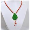 COLLANA IN ORO GIALLO 18 KT CON GIADA VERDE E CORALLO ROSSO OGLN 0165