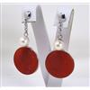 ORECCHINI IN ORO BIANCO 18KT CON AGATA ROSSA INCISA E PERLE AKOYA 8 mm OBHT 0156