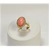 ANELLO ORO GIALLO 18 kt CORALLO ROSA NATURALE ZIRCONI BIANCHI - OGNK 0114-