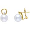 ORECCHINI ORO GIALLO O BIANCO, 18K, PERLE DA 8.5-9 MM E CUBIC ZIRCONIA, A CLIPS