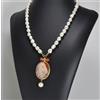 COLLANA ARGENTO DORATO PERLE BAROCCHE CAMMEO CORNEOLA CAVALLO CORALLO AGLN 0188-