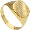 ANELLO ORO GIALLO 18K, UOMO, CON QUADRATO CENTRALE, PIATTO, LAVORATO DA 10 MM
