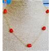 Produzione Orafa Aretina COLLANA DONNA ORO GIALLO 750 18kt BARILOTTI CORALLO VERO ROSSO COLLIER FEMME