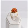 ANELLO IN ORO GIALLO 18 kt CON AMBRA TONDA 14 mm OGNK 0131