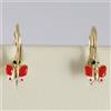 ORECCHINI BIMBA IN ORO GIALLO 750 18K PENDENTI, CON FARFALLE SMALTATE, 1.7 CM