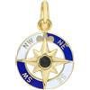 CIONDOLO ORO GIALLO 18K, ROSA DEI VENTI, PUNTI CARDINALI E SMALTO, SPINELLO NERO