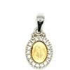 CIONDOLO MEDAGLIA ORO GIALLO 750 18K, VERGINE MARIA MIRACOLOSA E CUBIC ZIRCONIA