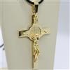 CIONDOLO CROCE ORO GIALLO O BIANCO 18K, CON CRISTO E MEDAGLIA DI SAN BENEDETTO