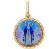 CIONDOLO MEDAGLIA IN ORO GIALLO 18K, VERGINE MARIA MIRACOLOSA, SMALTATO, 15 MM