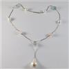 COLLANA IN ORO BIANCO 18KT CON ACQUAMARINA PERLE AKOYA E PERLA BAROCCA A GOCCIA