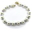 BRACCIALE ORO GIALLO 18K, PERLE BIANCHE AKOYA DA 8/8.5 MM E TANZANITE DA 3.5 MM