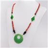 COLLANA IN ORO GIALLO 18 KT CON GIADA VERDE SPINELLI E CORALLO ROSSO OGLN 0104