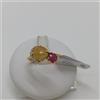 ANELLO DONNA CON RADICE DI TOPAZIO E RUBINO ORO GIALLO 18KT 3,25 GR. N.14 (0796)