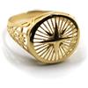 ANELLO IN ORO GIALLO 18K, UOMO, ANCORA OVALE CON RAGGI, LAVORATO