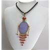 COLLANA CIONDOLO IN ARGENTO 925 DORATO CON GIADA VIOLA E CORALLO ROSSO AGDV 0182