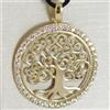 CIONDOLO ORO GIALLO 750 18K, ALBERO DELLA VITA, CORNICE ZIRCONIA