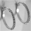 ORECCHINI ORO BIANCO 750 18K A CERCHIO DIAMETRO 2 CM DOPPIA FILA CUBIC ZIRCONIA