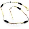 CAVIGLIERA ORO GIALLO, BIANCO E ROSA, 18K, CON SPINELLO NERO SFACCETTATO, 25 CM