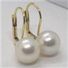 ORECCHINI MONACHELLA IN ORO BIANCO O GIALLO 750 18K, PERLE BIANCHE 9 MM