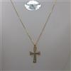 COLLANA DA DONNA CON CROCE IN ORO GIALLO E BIANCO 18KT E ZIRCONI 4,1 GR. (0440)