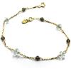 BRACCIALE ORO GIALLO 18K, MAGLIA ROLO CON DISCHI DI ACQUAMARINA E QUARZO FUME'