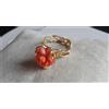 Artigianato Made in Italy ARTIGIANALE ANELLO DONNA ORO GIALLO ROSA 750 18KT CORALLO CORAL GOLD RING